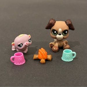 Littlest Pet Shop Glitter Boxer Dog & Hamster 2350 2351